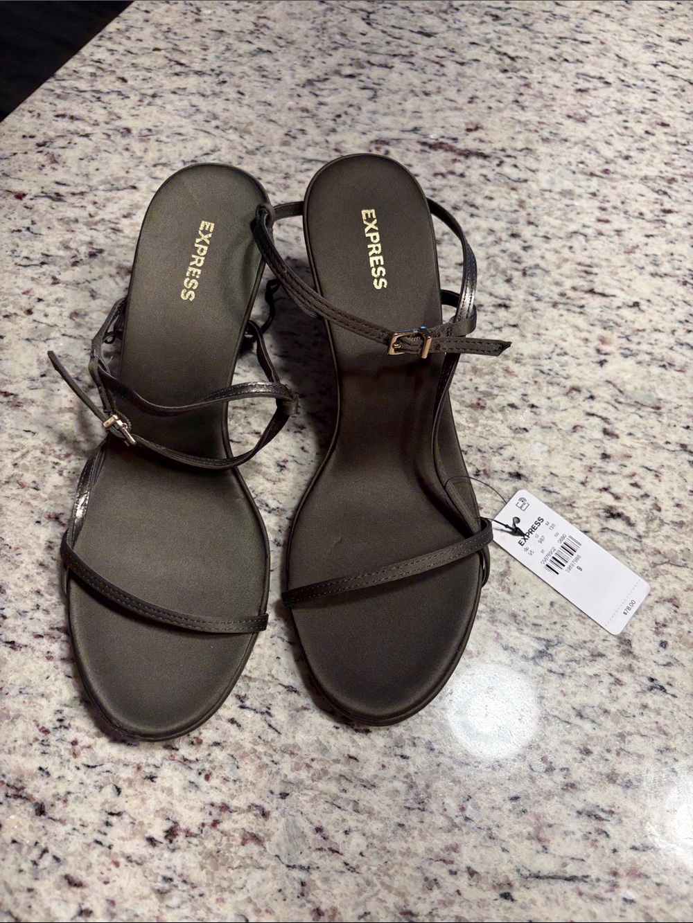Express Black Minimal Strappy Ankle Buckle Sandals
